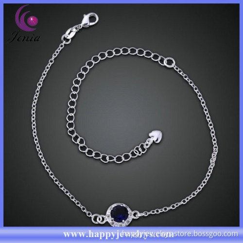 Blue zircon 925 silver plated fashion design cheap jewelry anklet(CA038-C)